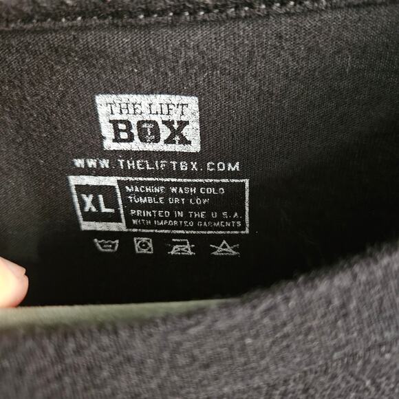 Lift Box Men's XL No Excuses Weightlifting Graphic Tee Shirt Black Dumbbell Gym - Picture 6 of 6